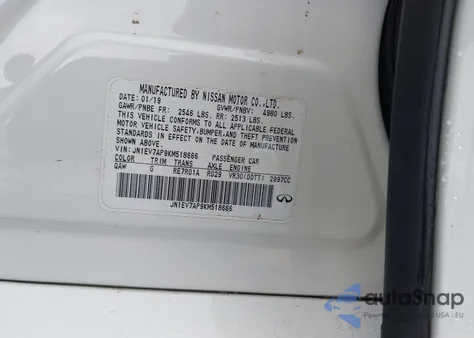 2019 Infiniti Q50 3.0T Luxe from USA, damaged, VIN JN1EV7AP9KM518666